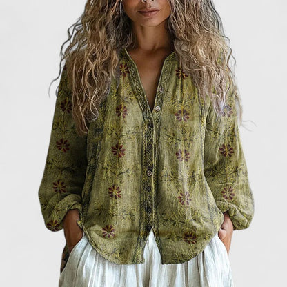 Marguerite | Leaf Print Blouse