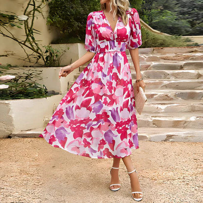 Florinda | Printed Cinched Waist Wedding Guest Midi Dress