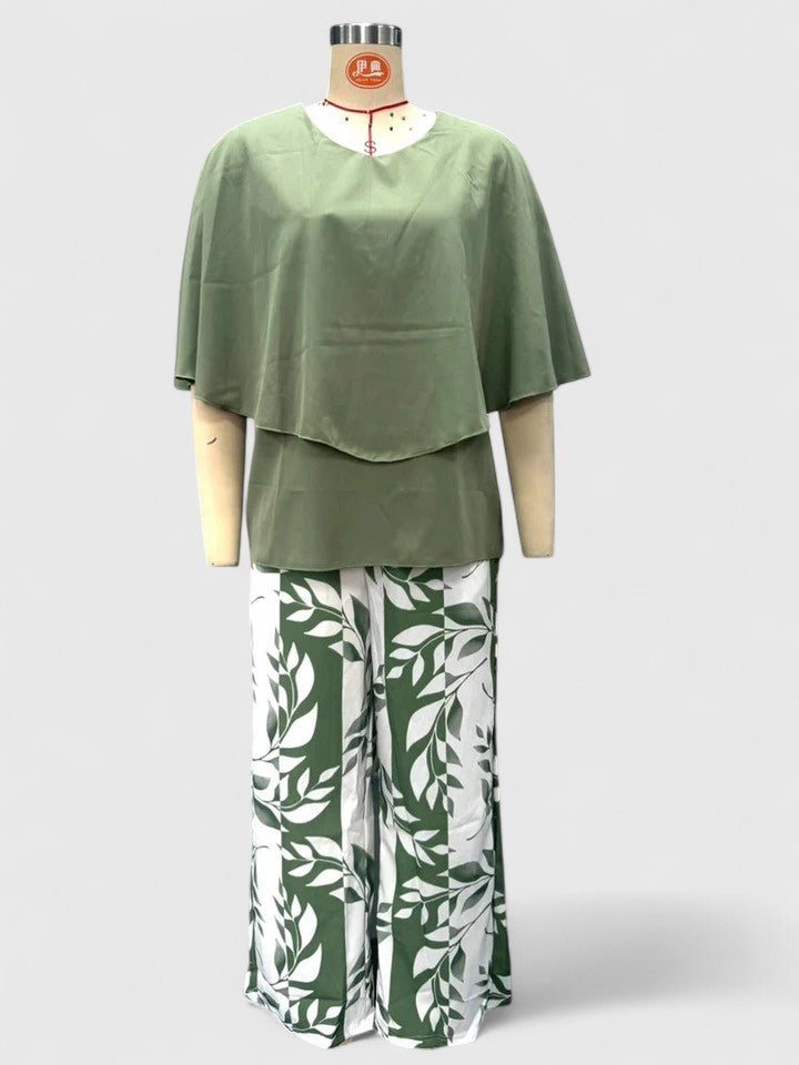 Sabella | Crew Neck Top & Printed Pants Set