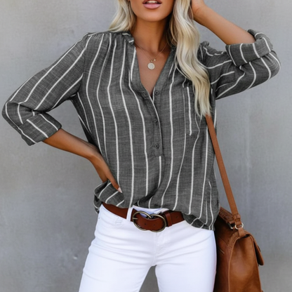 Lunelle | Striped V-Neck Summer Shirt