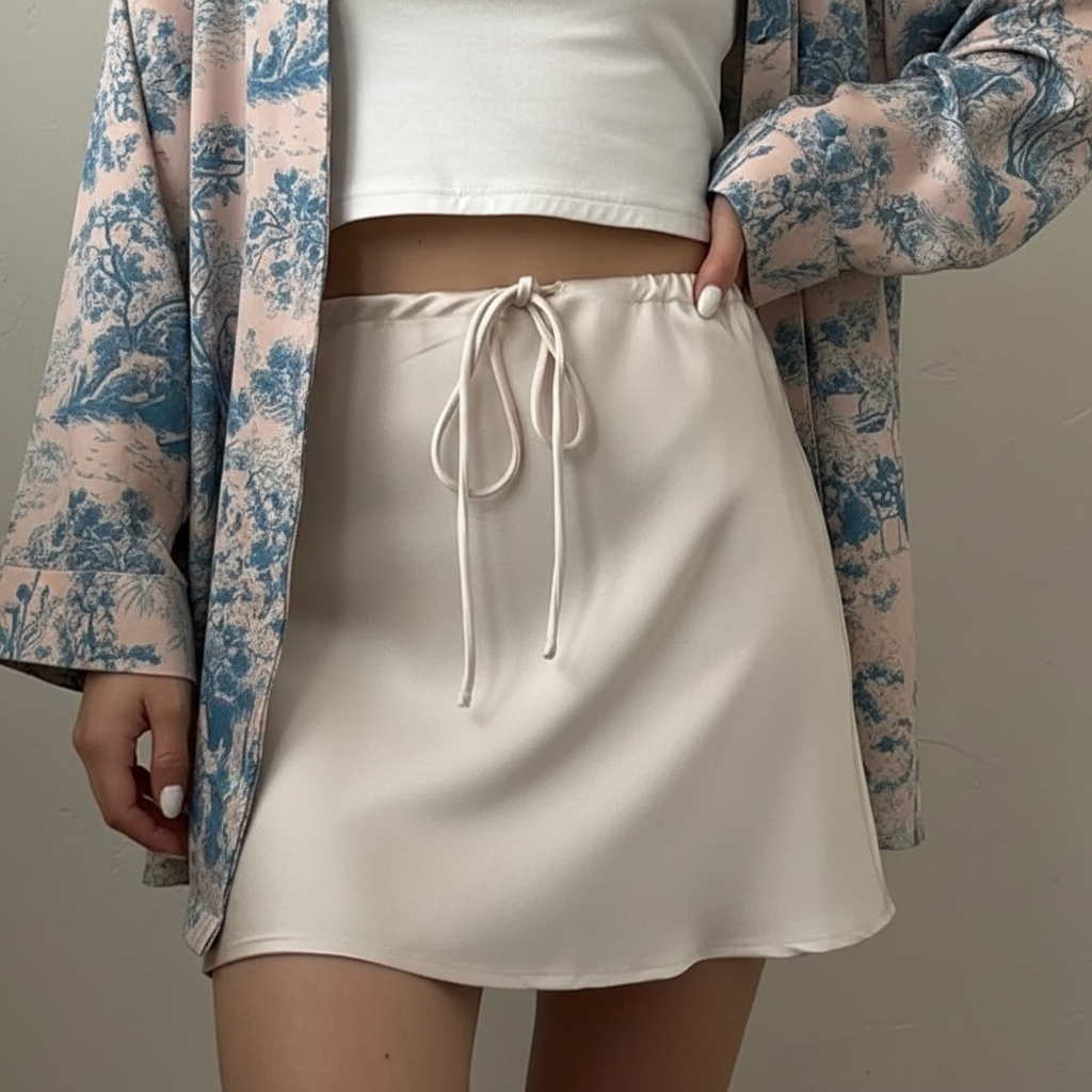Orlina | Satin Drawstring Mini Skirt