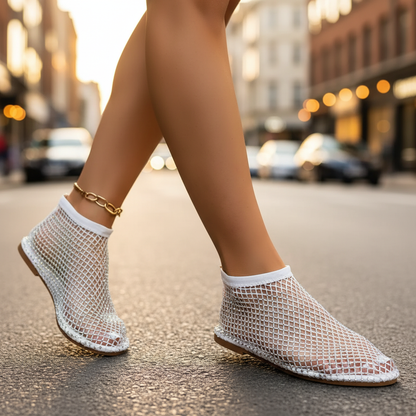 Nerissa | Rhinestone Mesh Evening Flats