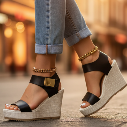 Celina | Colorblock Wedge Sandals