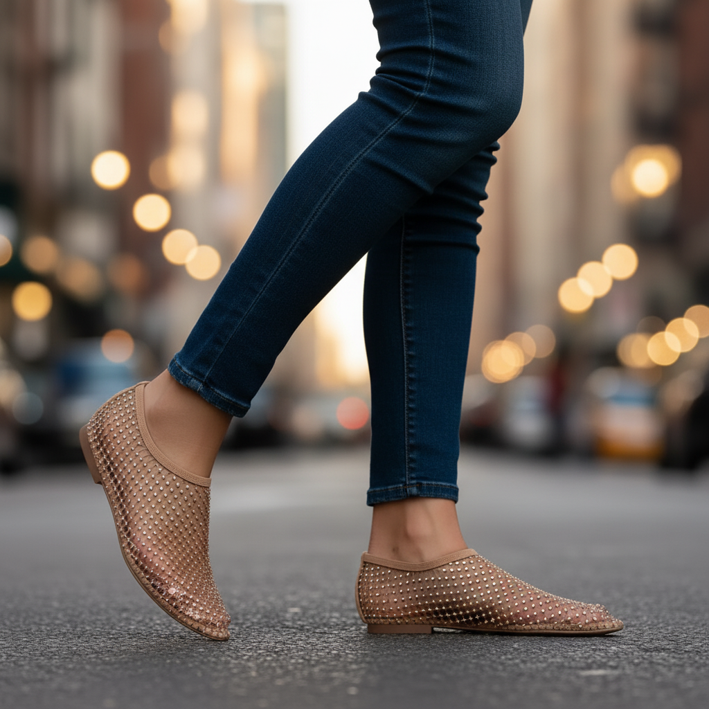 Nerissa | Rhinestone Mesh Evening Flats