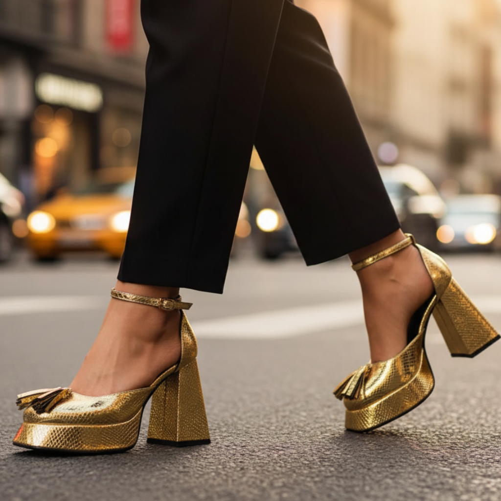 Sabine | Metallic Tassel Evening Heels