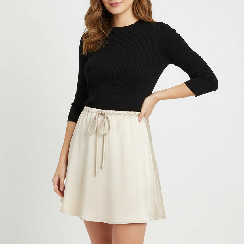 Orlina | Satin Drawstring Mini Skirt