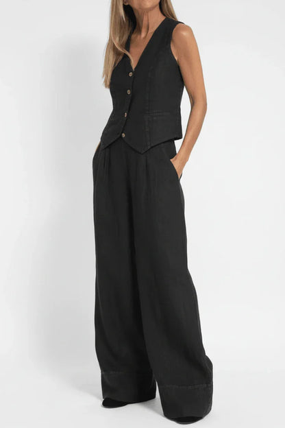 Vespera | Vest Top & Wide-Leg Pants Set