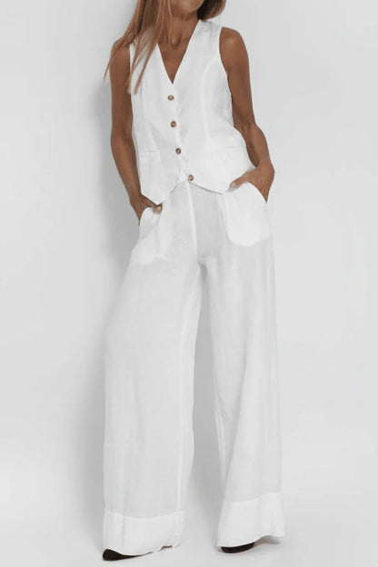 Vespera | Vest Top & Wide-Leg Pants Set