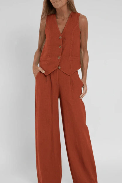 Vespera | Vest Top & Wide-Leg Pants Set