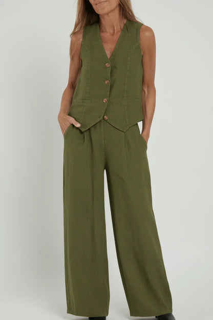Vespera | Vest Top & Wide-Leg Pants Set