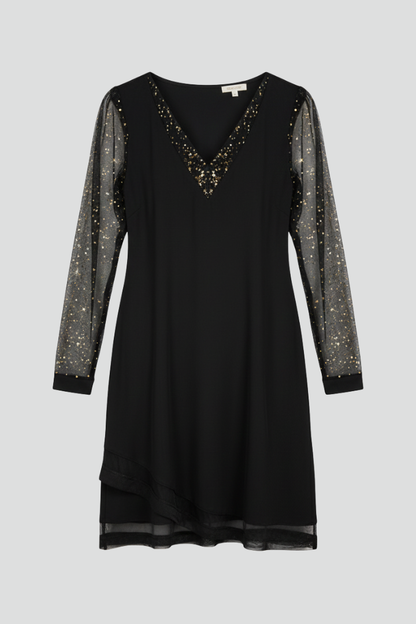 Emmeline | Sequin Sleeve V-Neck Cocktail Dress