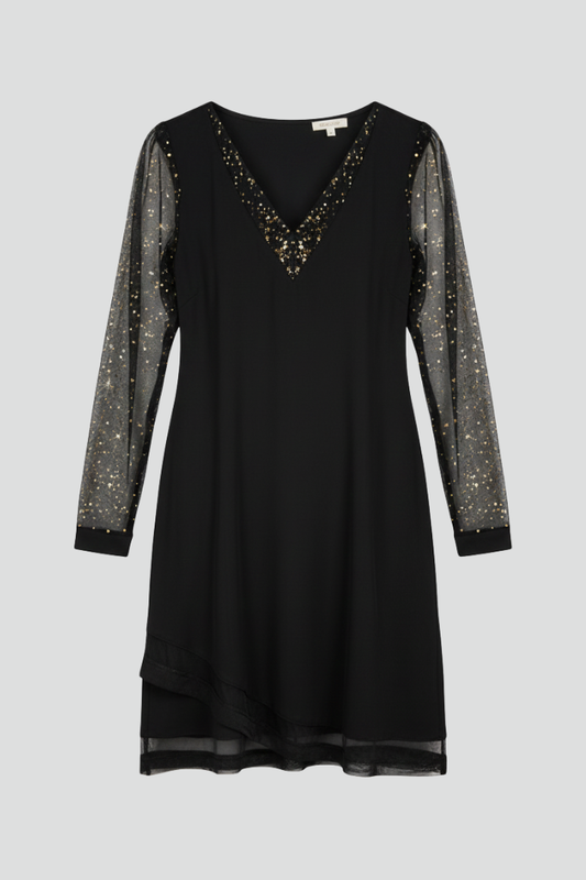 Emmeline | Sequin Sleeve V-Neck Cocktail Dress