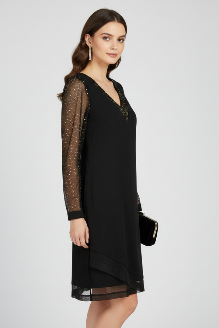 Emmeline | Sequin Sleeve V-Neck Cocktail Dress