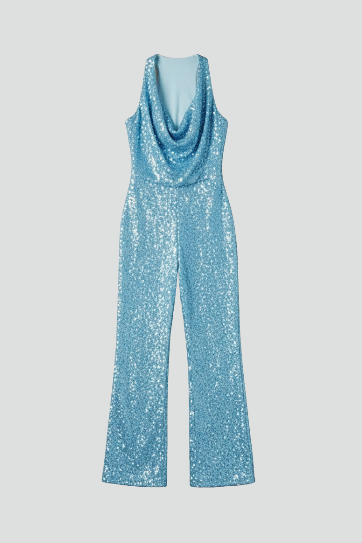 Aurelia | Textured Halter Wide Leg Jumpsuit