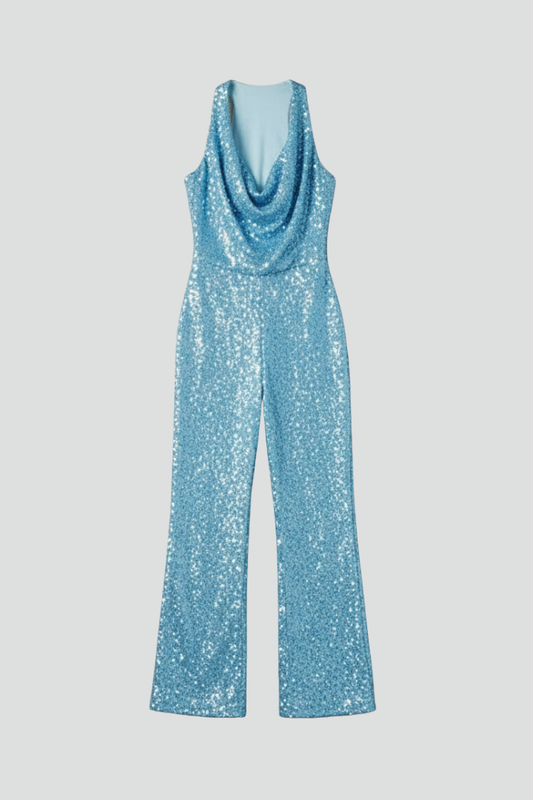 Aurelia | Textured Halter Wide Leg Jumpsuit
