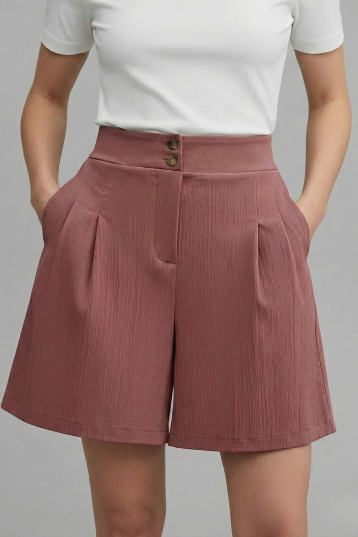 Giselle | Pleated High-Waist Wide-Leg Shorts