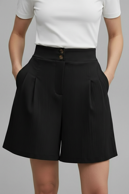 Giselle | Pleated High-Waist Wide-Leg Shorts