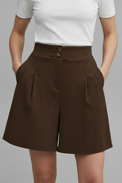 Giselle | Pleated High-Waist Wide-Leg Shorts