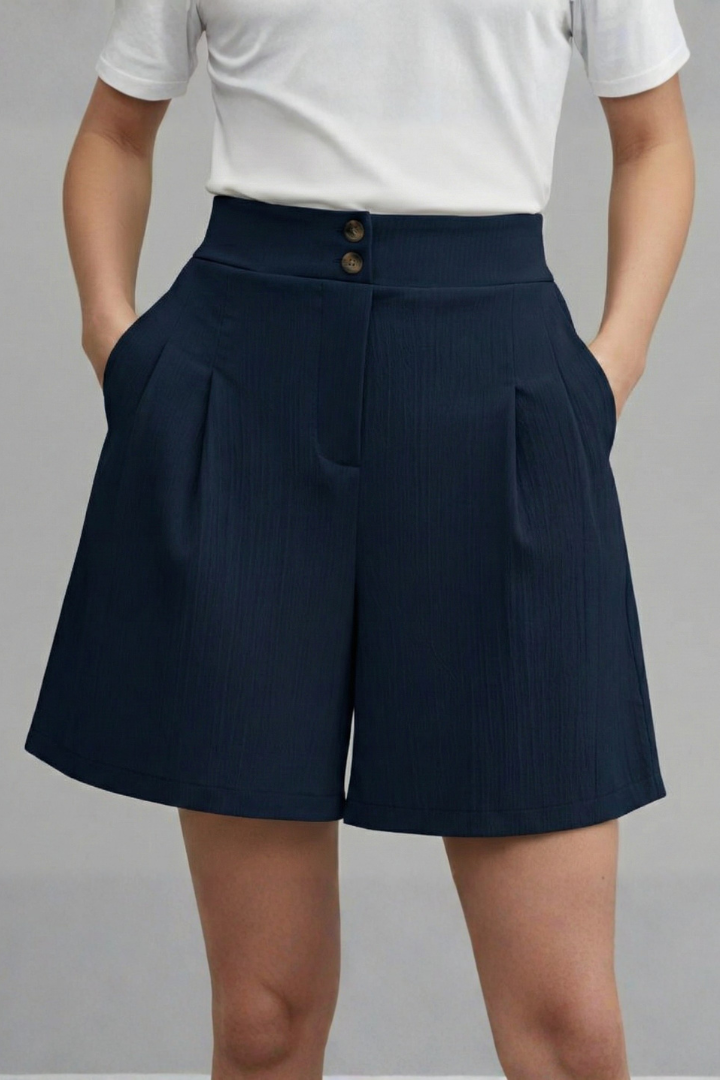 Giselle | Pleated High-Waist Wide-Leg Shorts