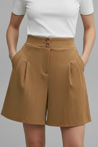 Giselle | Pleated High-Waist Wide-Leg Shorts