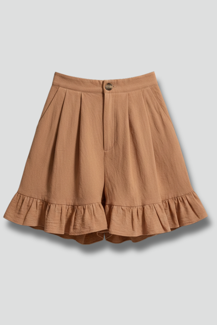 Jacelle | Ruffle Hem High-Waist Shorts
