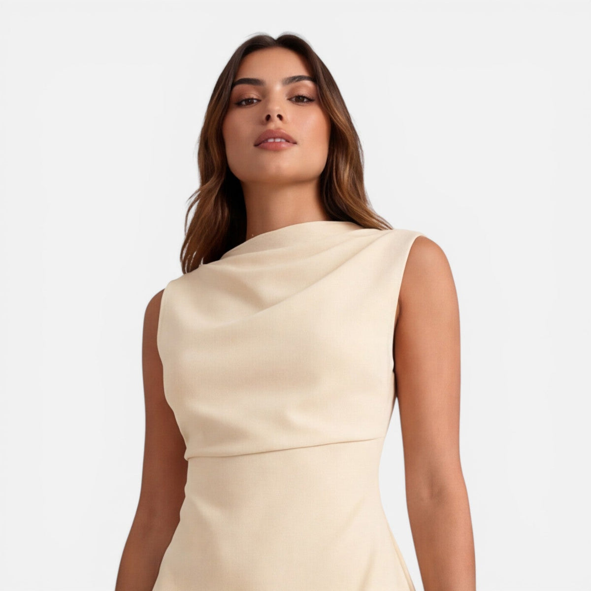 Félicie | Draped Neck Sleeveless Mini Dress