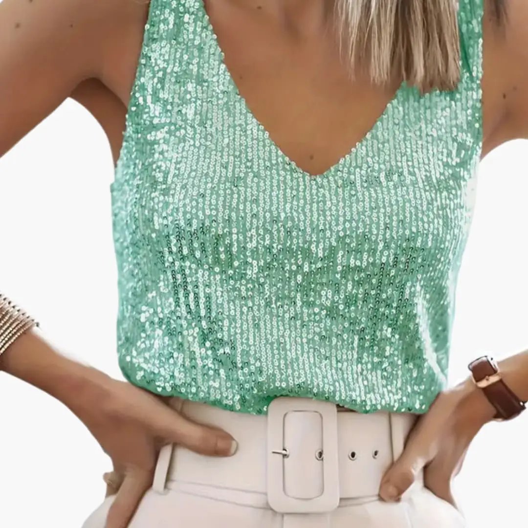 Romane | Sequin V-Neck Camisole Top
