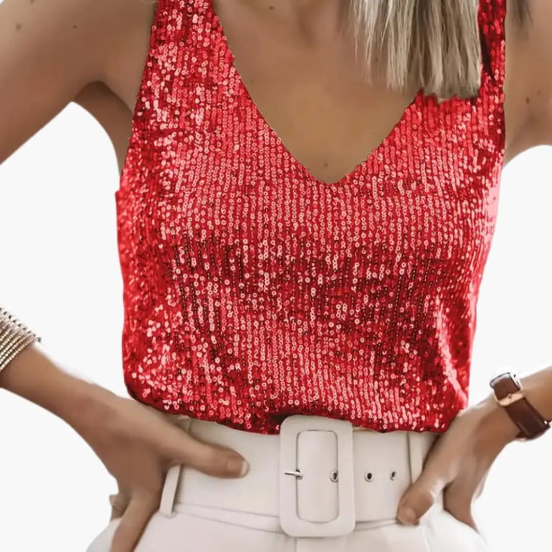 Romane | Sequin V-Neck Camisole Top
