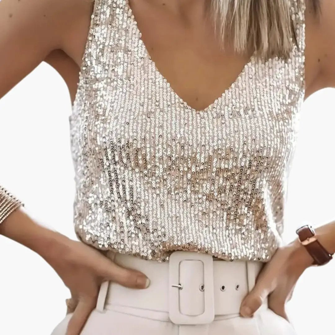Romane | Sequin V-Neck Camisole Top