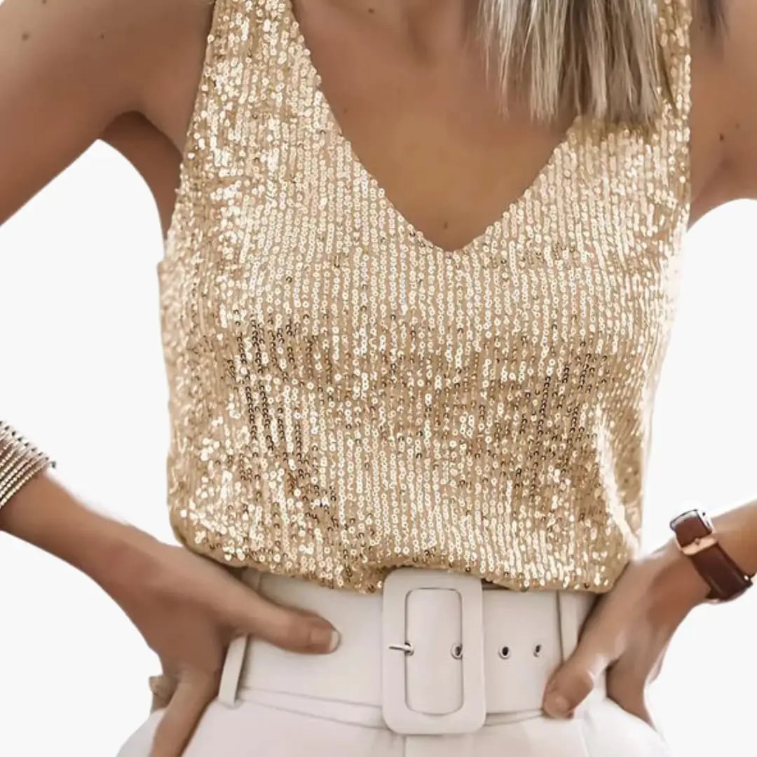 Romane | Sequin V-Neck Camisole Top