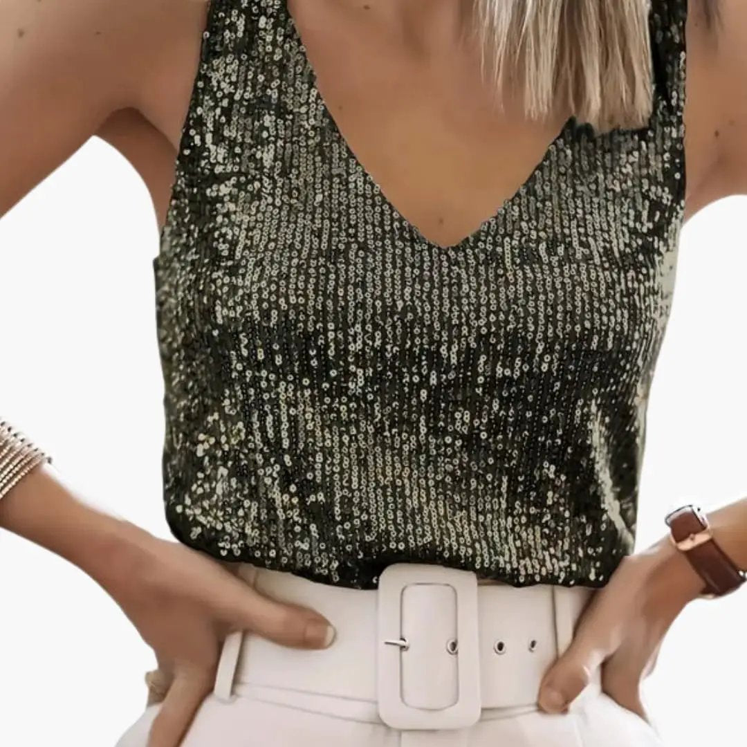 Romane | Sequin V-Neck Camisole Top