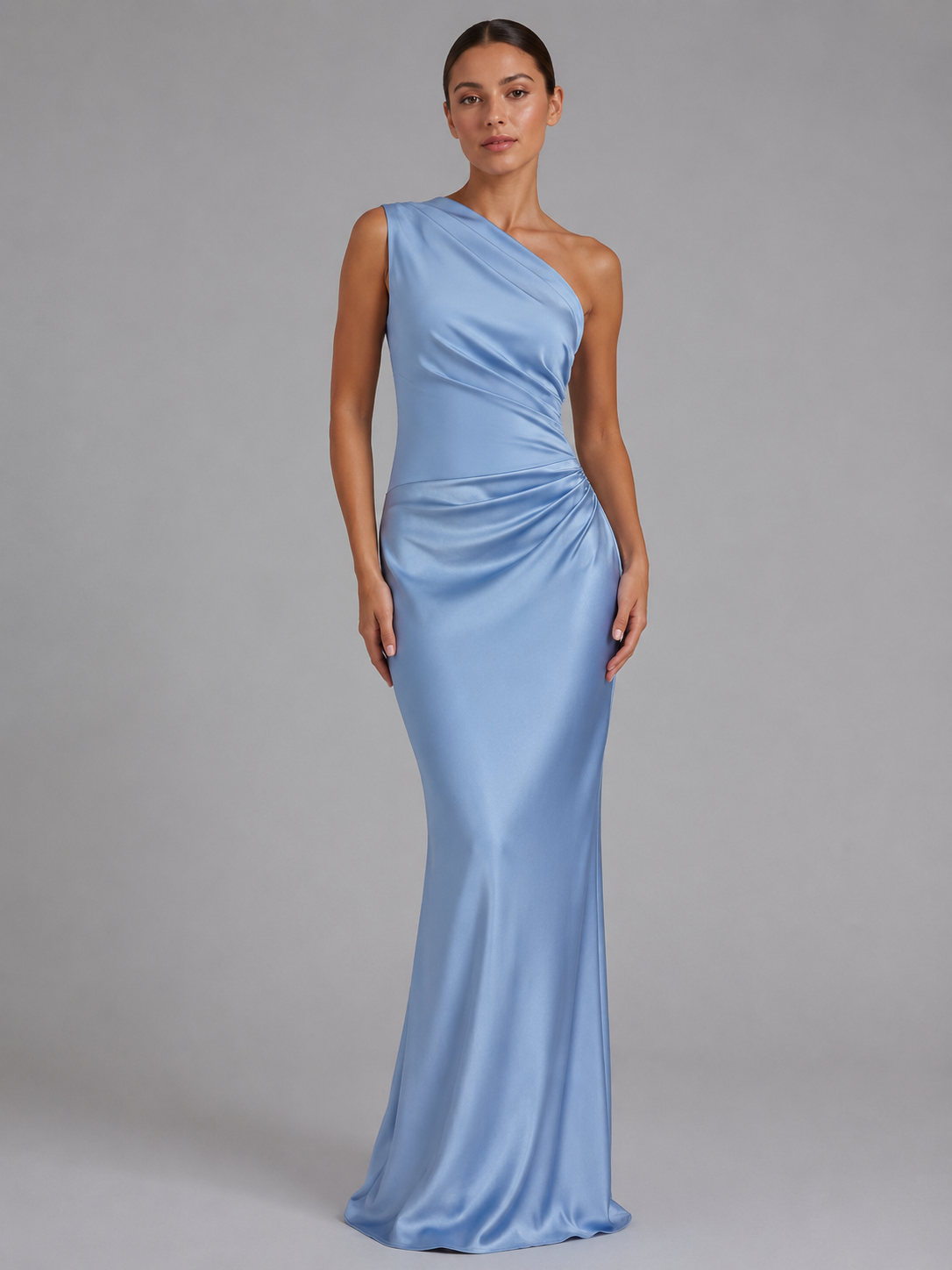 Ottavia | One-Shoulder Satin Wedding Guest Maxi Dress