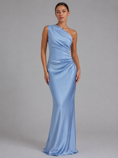 Ottavia | One-Shoulder Satin Wedding Guest Maxi Dress