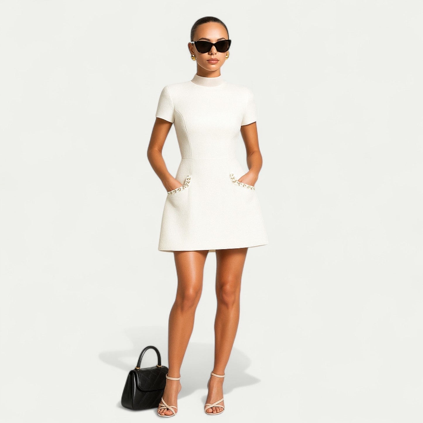 Anouk | Pearl-Trim Cocktail Mini Dress