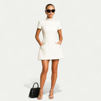 Anouk | Pearl-Trim Cocktail Mini Dress