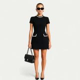 Anouk | Pearl-Trim Cocktail Mini Dress