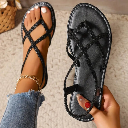 Saoirse | Braided Strap Flat Sandals