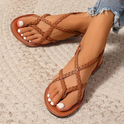 Saoirse | Braided Strap Flat Sandals