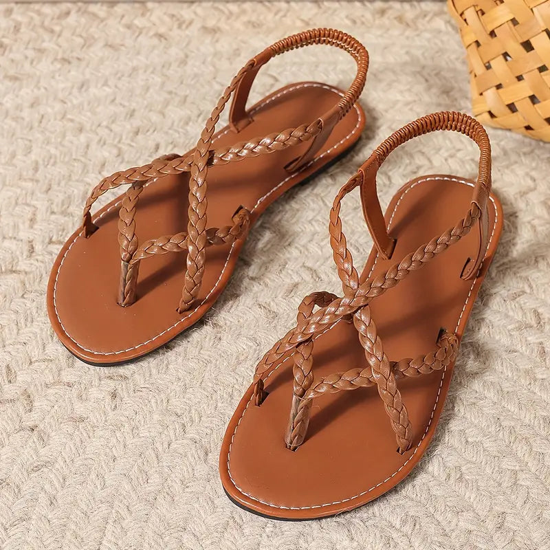 Saoirse | Braided Strap Flat Sandals