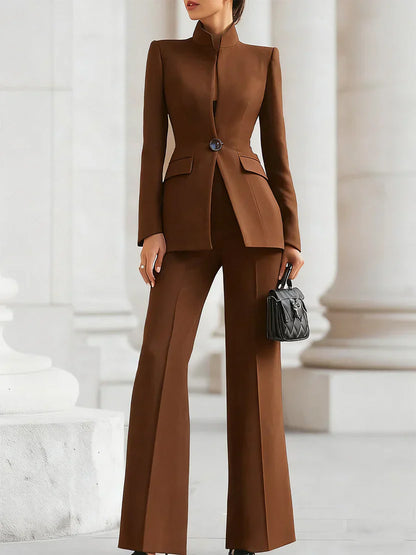 Solange | Longline Blazer & Flared Pants Suit