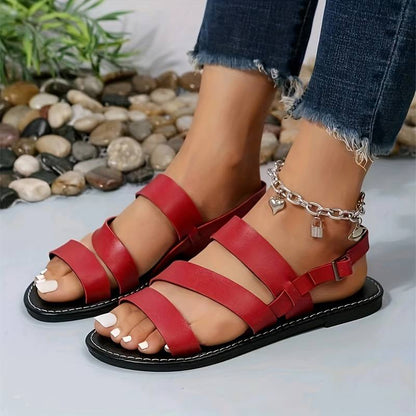 Selena | Three Strap Flat Sandals
