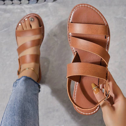 Selena | Three Strap Flat Sandals