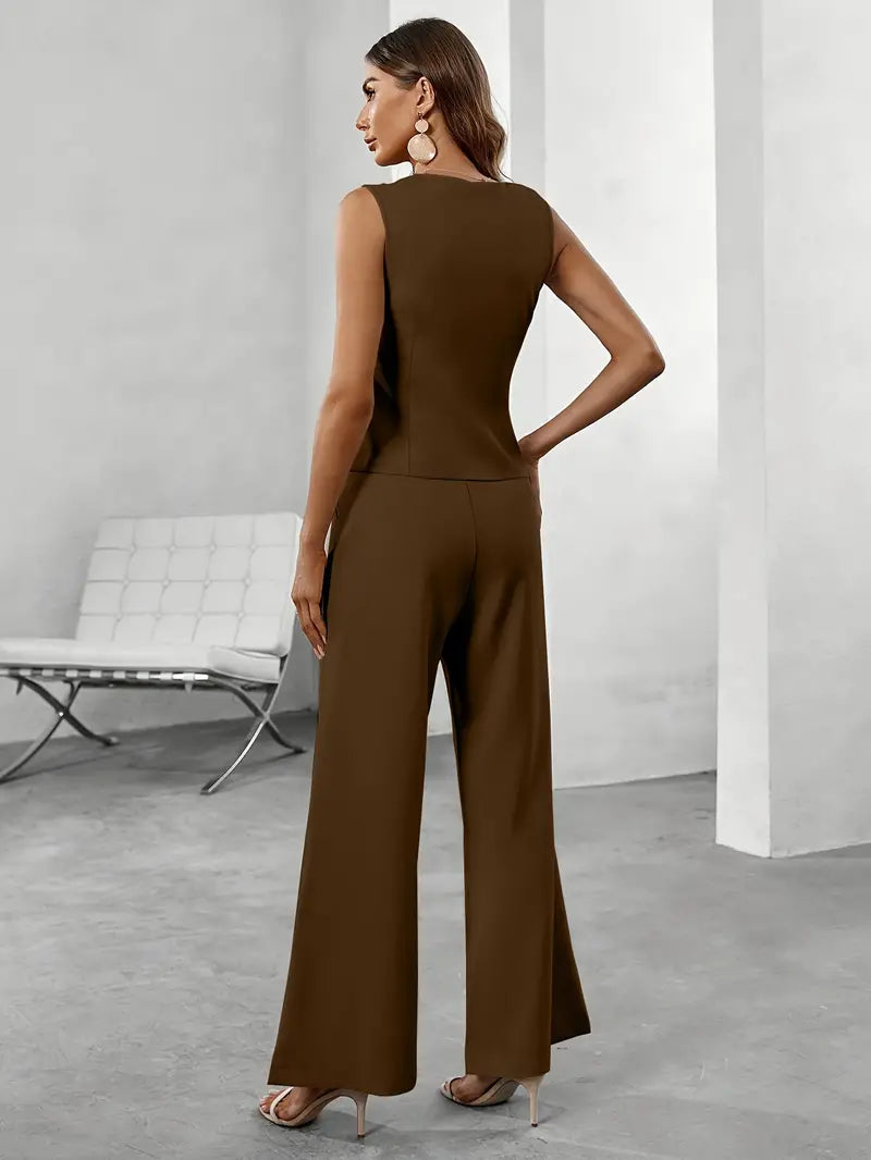 Vivara | Tailored Vest & Wide-Leg Pants Set