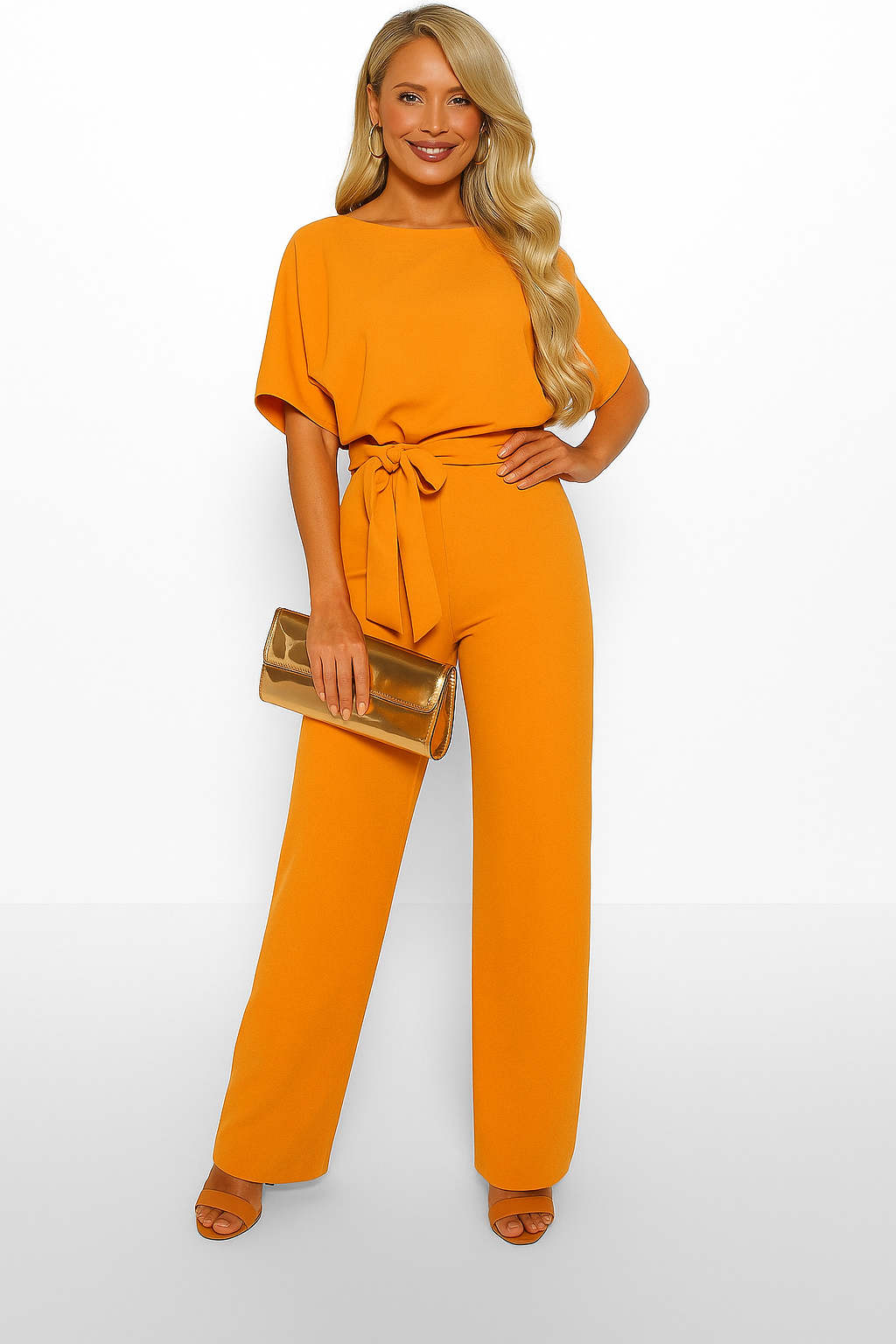 Maren | Tie Waist Short Sleeve Jumpsuit