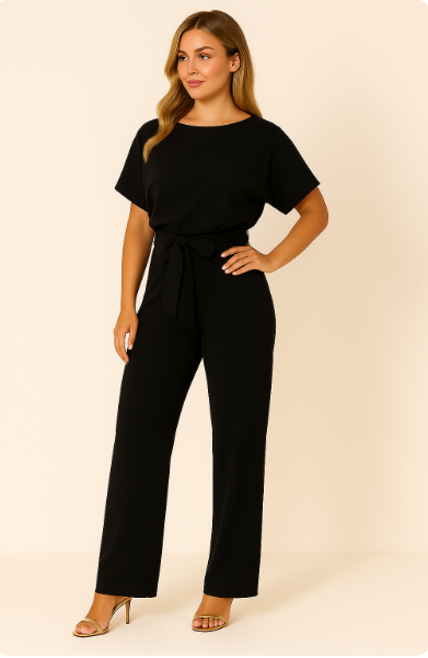 Maren | Tie Waist Short Sleeve Jumpsuit