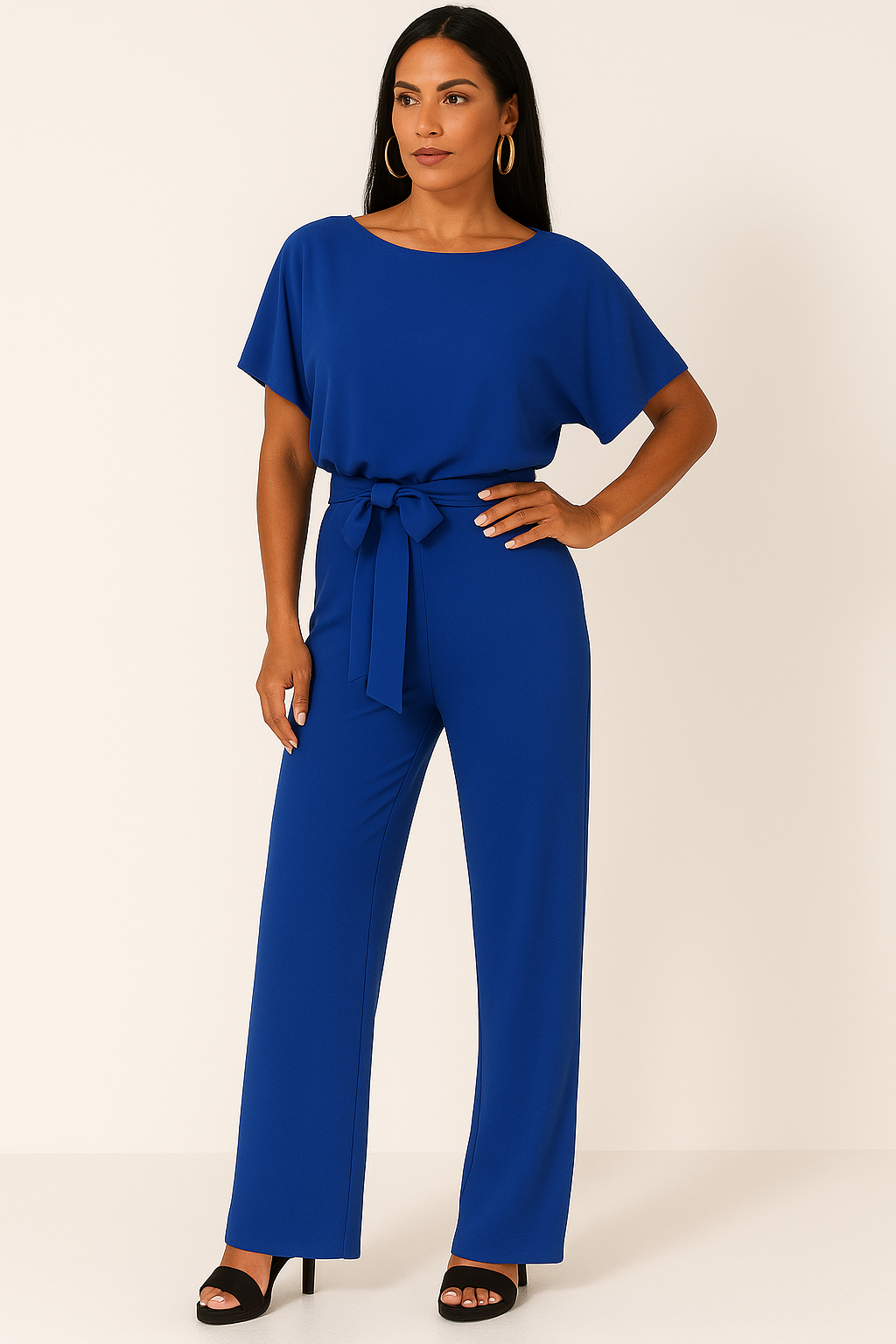 Maren | Tie Waist Short Sleeve Jumpsuit