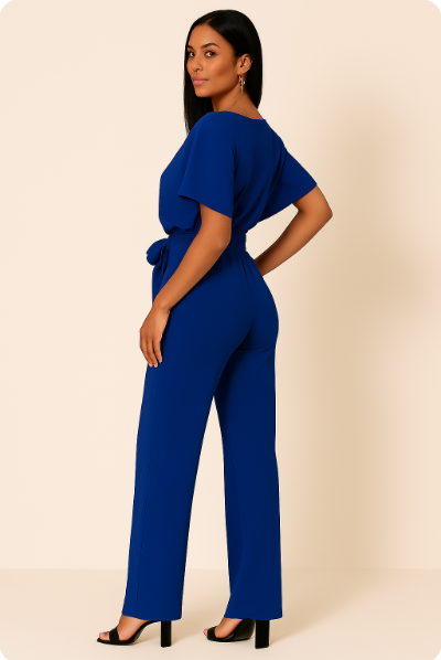 Maren | Tie Waist Short Sleeve Jumpsuit