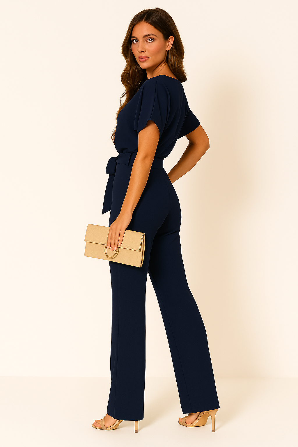 Maren | Tie Waist Short Sleeve Jumpsuit