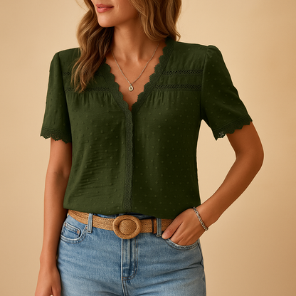 Selina | V Neck Lace Blouse