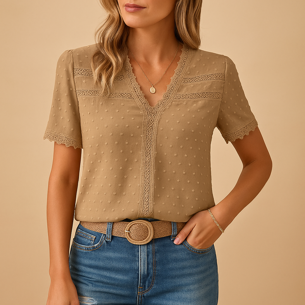 Selina | V Neck Lace Blouse